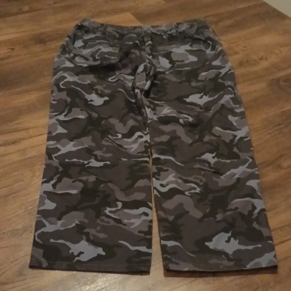 Big Dude Grey Camo Cargo Straight Leg Cotton Pants A34